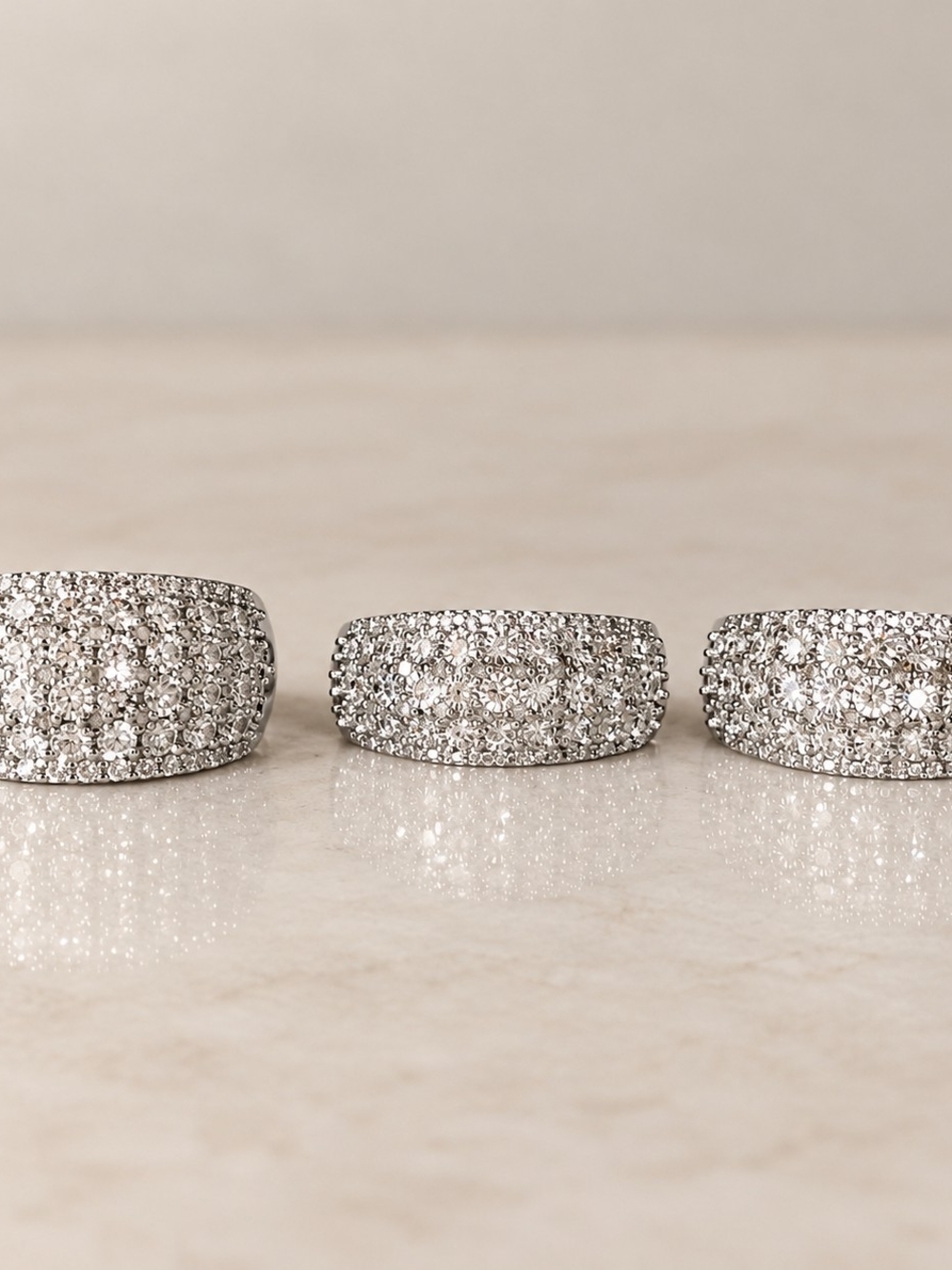 Size 7 Natural Diamond Pavé Wide Band Ring & Matching Earrings .97 CTW SET